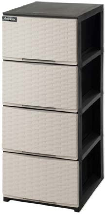 Megabox Boho Series Slim Drawer 4 Layer Rattan in Beige