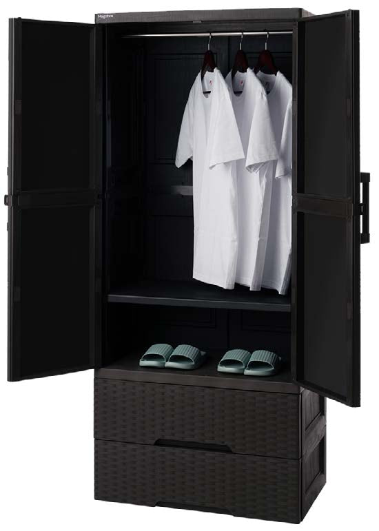 Megabox Boho Series Wardrobe Cabinet with 2 Drawers Rattan