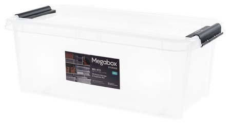 Megabox Mega Storage Box 55L with Wheels in Transparent Clear