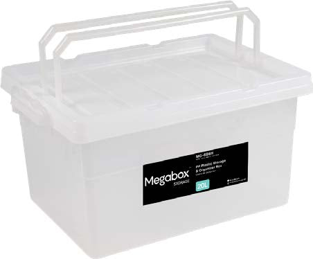 Megabox Mega Storage Box 20L with Handle in Transparent White