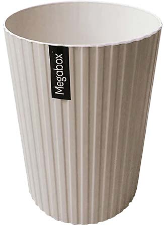 Megabox Boho Series Round Vertical Strip Waste Can 6L in Beige