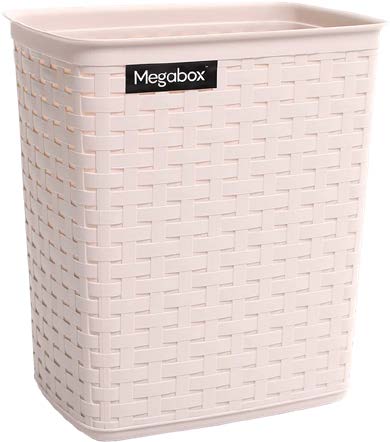 Megabox Boho Series Round Rect Waste Can Rattan 13L in Beige